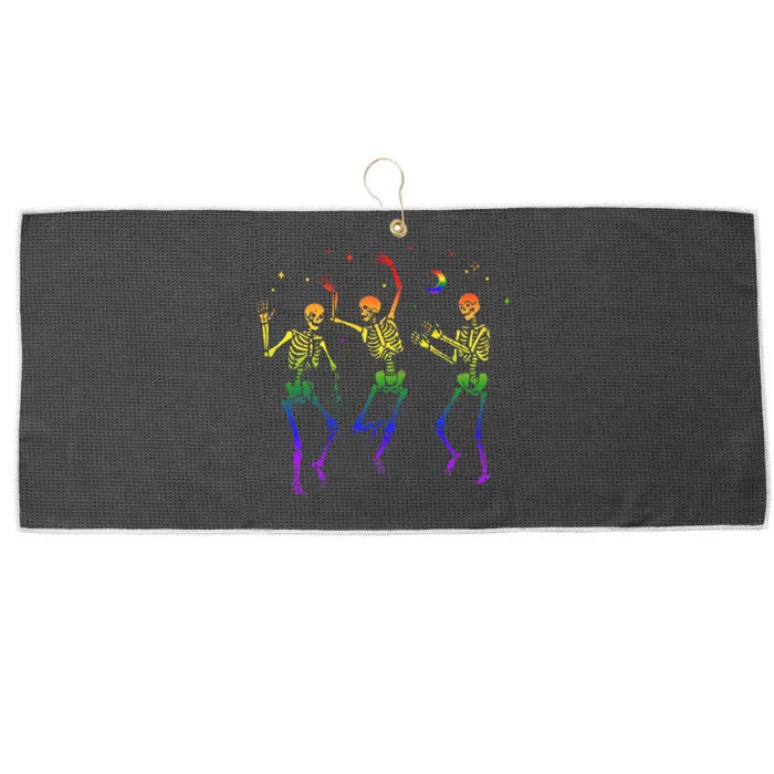 Goth Dancing Skeleton Gay Lesbian LGBT Pride For Halloween Large Microfiber Waffle Golf Towel