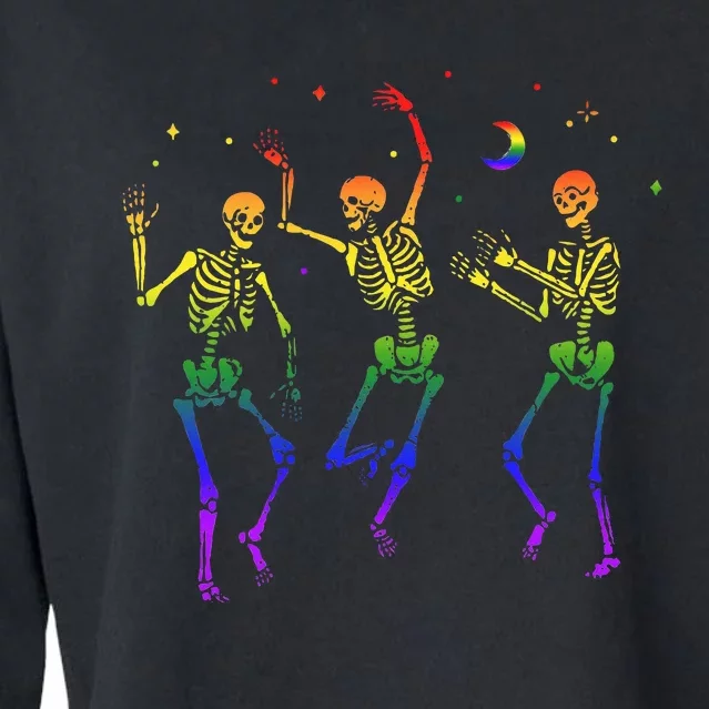 Goth Dancing Skeleton Gay Lesbian LGBT Pride For Halloween Cropped Pullover Crew