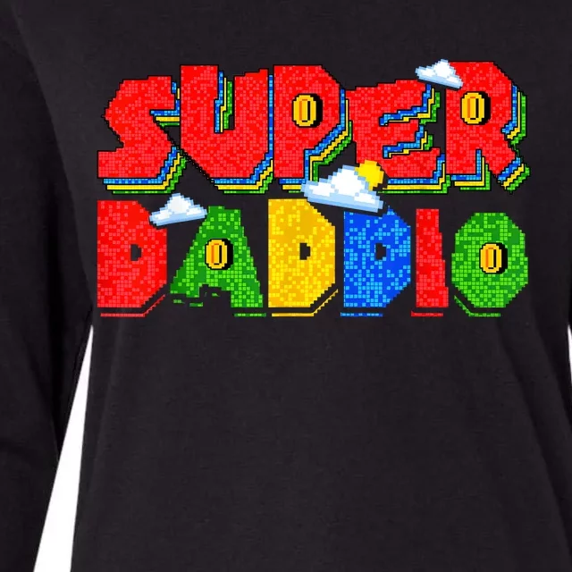 Gamer Dad Super Daddio Fathers Day Funny Gift From Kids Womens Cotton Relaxed Long Sleeve T-Shirt