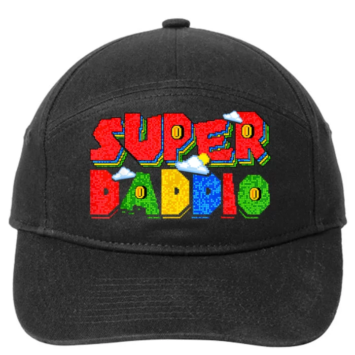 Gamer Dad Super Daddio Fathers Day Funny Gift From Kids 7-Panel Snapback Hat