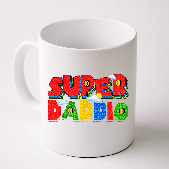 Gamer Dad Super Daddio Fathers Day Funny Gift From Kids Front & Back Coffee Mug