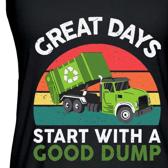 Great Days Start With A Good Dump Garbage Truck Ladies Essential Flowy Tank