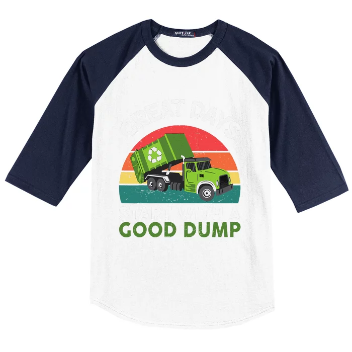 Great Days Start With A Good Dump Garbage Truck Baseball Sleeve Shirt