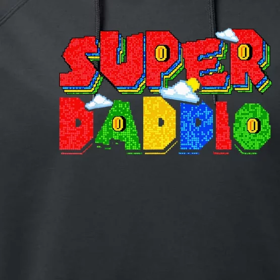 Gamer Dad Super Daddio Fathers Day Funny Gift From Performance Fleece Hoodie