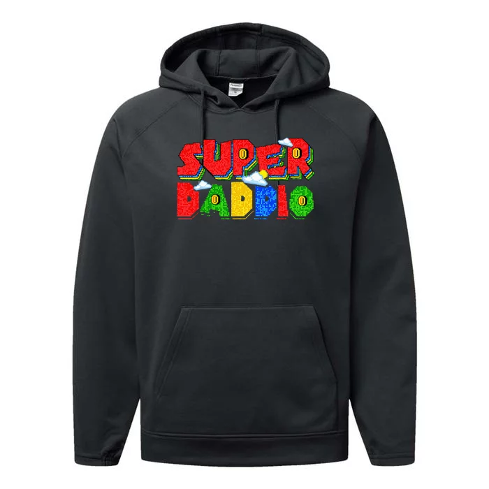 Gamer Dad Super Daddio Fathers Day Funny Gift From Performance Fleece Hoodie