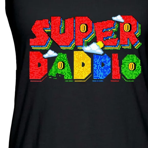 Gamer Dad Super Daddio Fathers Day Funny Gift From Ladies Essential Flowy Tank