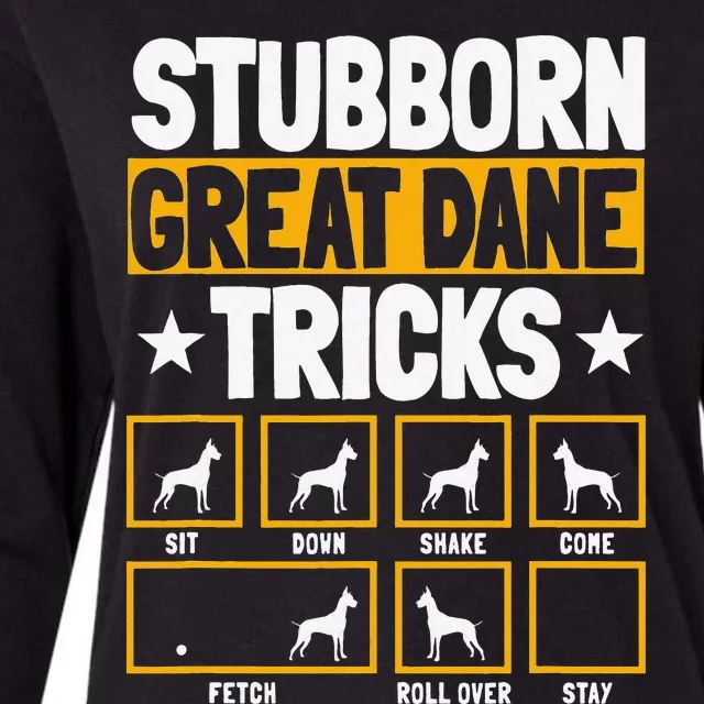 Great Dane Tricks Gentle Dog Lover Fur Parent German Mastiff Womens Cotton Relaxed Long Sleeve T-Shirt