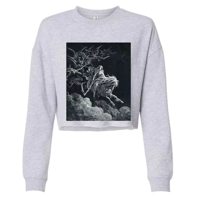 Gustave Dore The Vision Of Death Print Cropped Pullover Crew