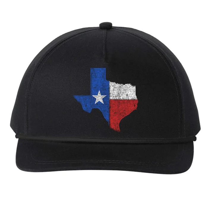 Grunge Distressed Texas Logo Snapback Five-Panel Rope Hat