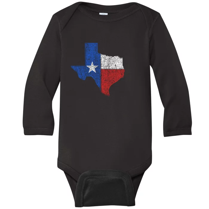 Grunge Distressed Texas Logo Baby Long Sleeve Bodysuit