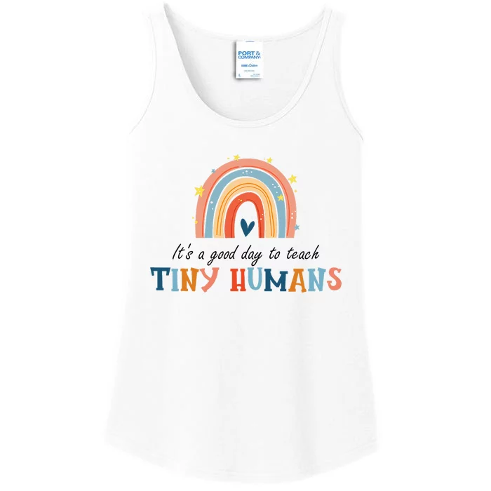 Good Day to Teach Tiny Humans Rainbow Teacher Ladies Essential Tank