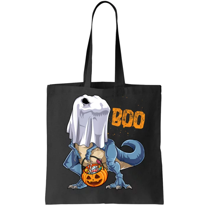 Ghost Dinosaur T Rex Funny Boo Halloween Boy Men Pumpkin Tote Bag