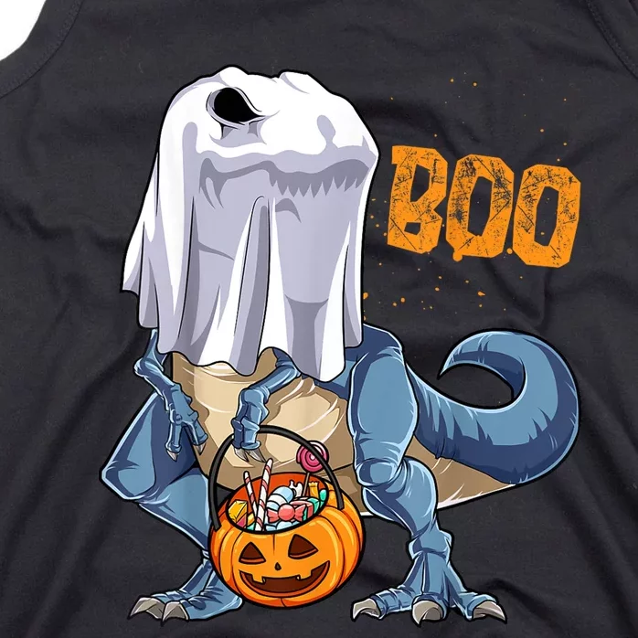 Ghost Dinosaur T Rex Funny Boo Halloween Boys Men Pumpkin Tshirt Tank Top