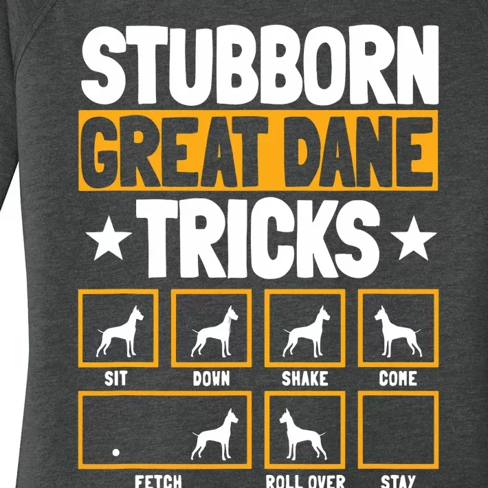 Great Dane Tricks Gentle Dog Lover Fur Parent German Mastiff Women's Perfect Tri Tunic Long Sleeve Shirt