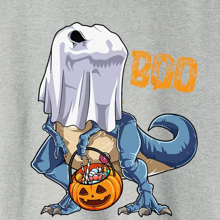 Ghost Dinosaur T Rex Funny Boo Halloween Pumpkin Women's Crop Top Tee