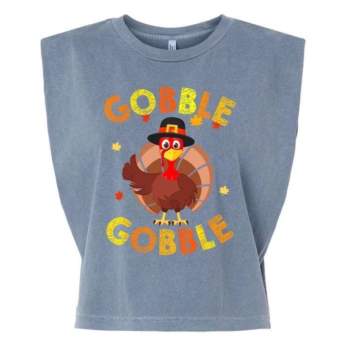 Gobble Dabbing Turkey Thanksgiving Day Pilgrim Boys Garment-Dyed Women's Muscle Tee