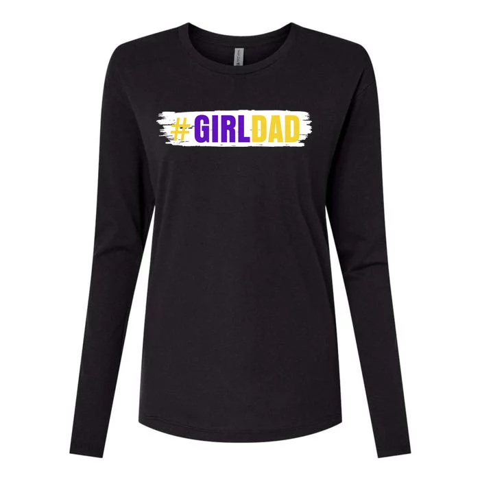 Girl Dad Tribute Memorial # Girl Dad Distressed Womens Cotton Relaxed Long Sleeve T-Shirt