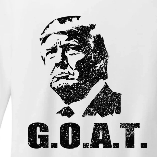 Goat Donald Trump 2024 Election Patriotic Political Humor Womens CVC Long Sleeve Shirt