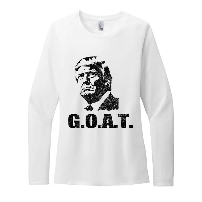 Goat Donald Trump 2024 Election Patriotic Political Humor Womens CVC Long Sleeve Shirt