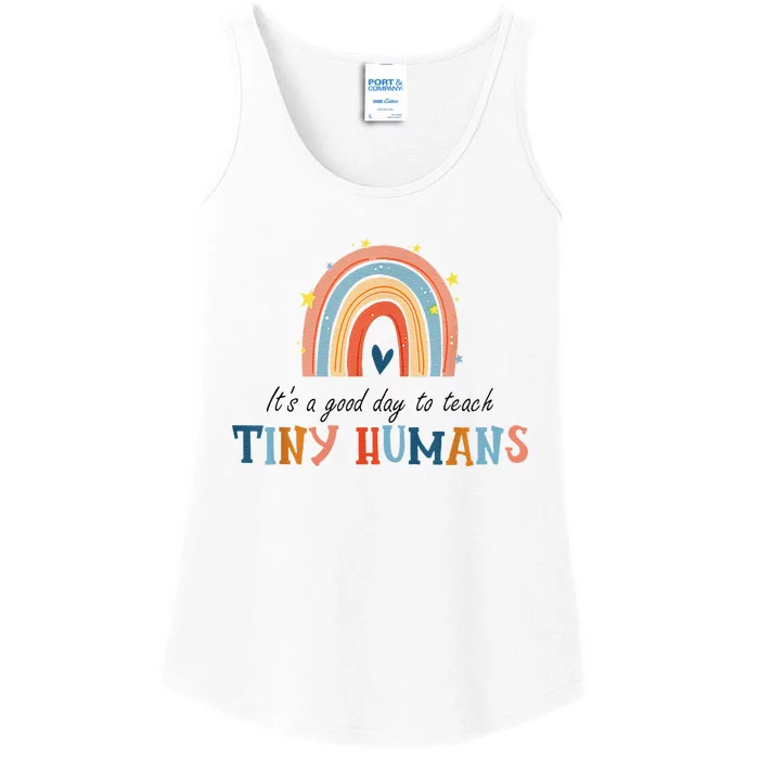 Good Day To Teach Tiny Humans Funny Rainbow Teacher Ladies Essential Tank