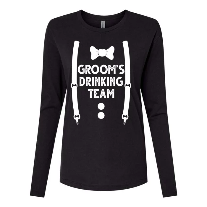 Grooms Drinking Team Funny Wedding Suit Womens Cotton Relaxed Long Sleeve T-Shirt