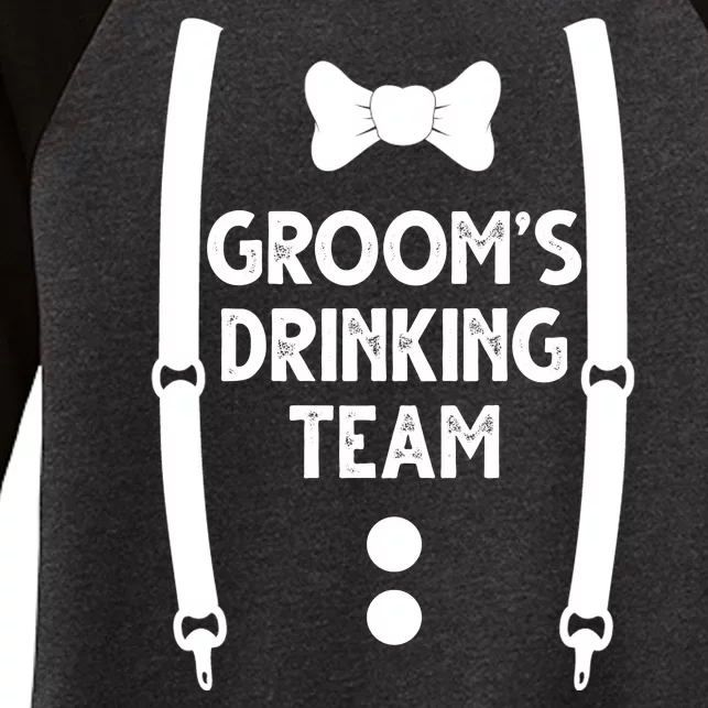 Grooms Drinking Team Funny Wedding Suit Women's Tri-Blend 3/4-Sleeve Raglan Shirt