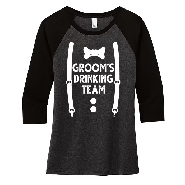 Grooms Drinking Team Funny Wedding Suit Women's Tri-Blend 3/4-Sleeve Raglan Shirt