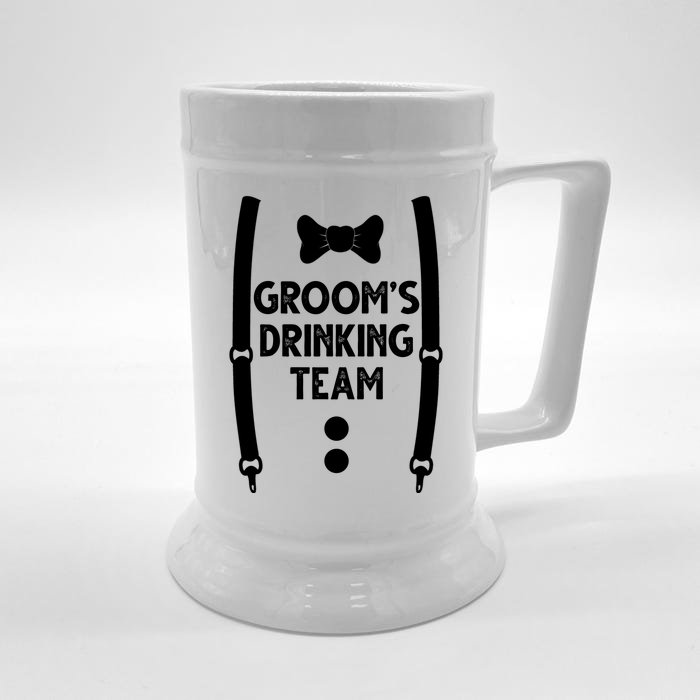 Grooms Drinking Team Funny Wedding Suit Front & Back Beer Stein