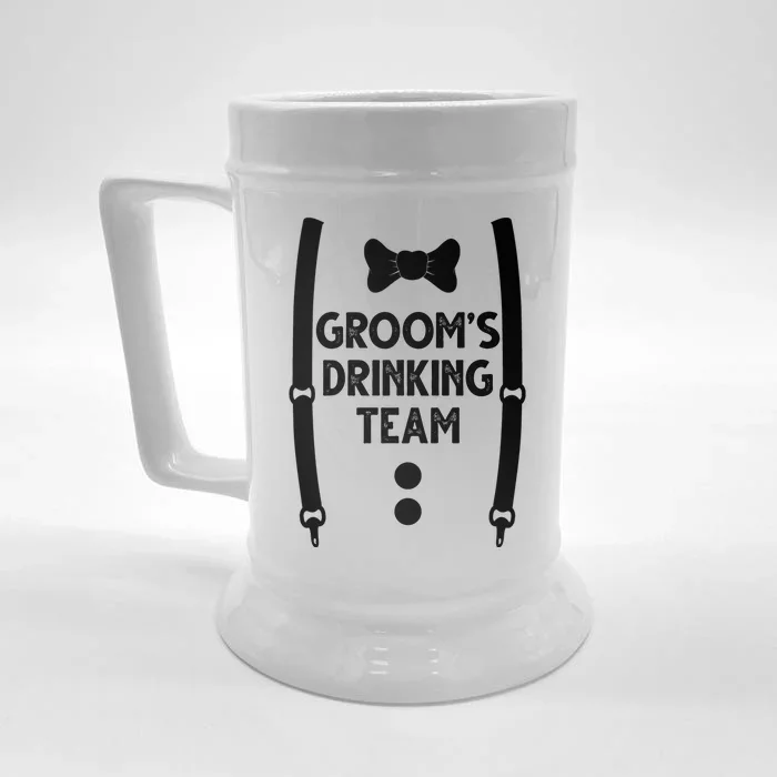 Grooms Drinking Team Funny Wedding Suit Front & Back Beer Stein