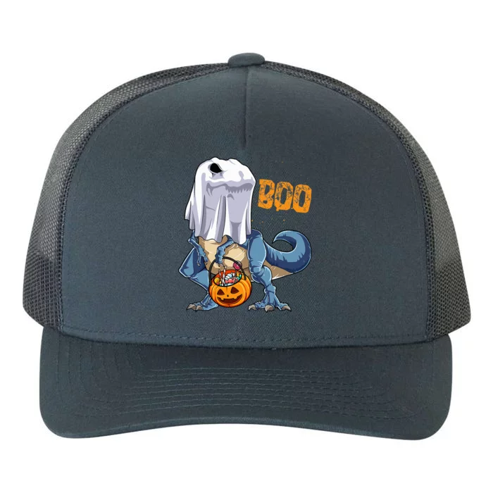 Ghost Dinosaur T Rex Funny Boo Halloween Yupoong Adult 5-Panel Trucker Hat