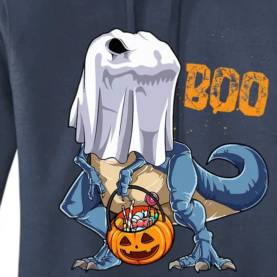 Ghost Dinosaur T Rex Funny Boo Halloween Women's Pullover Hoodie