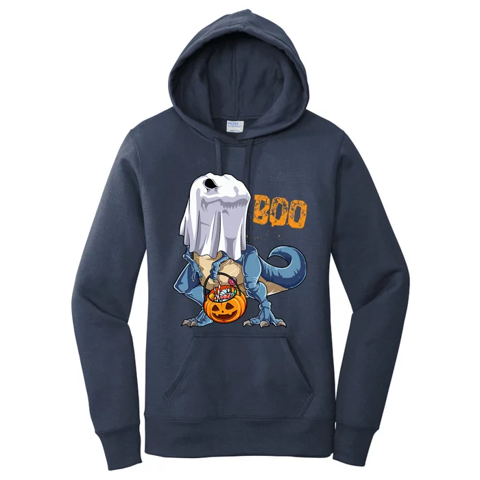 Ghost Dinosaur T Rex Funny Boo Halloween Women's Pullover Hoodie