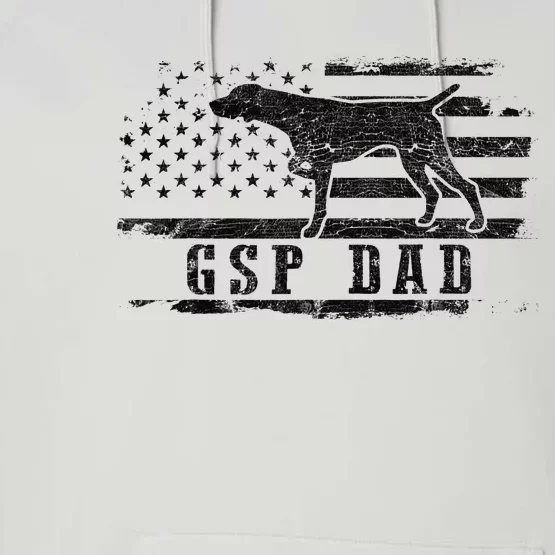 GSP Dad USA American Flag German Shorthaired Pointer Dog Performance Fleece Hoodie