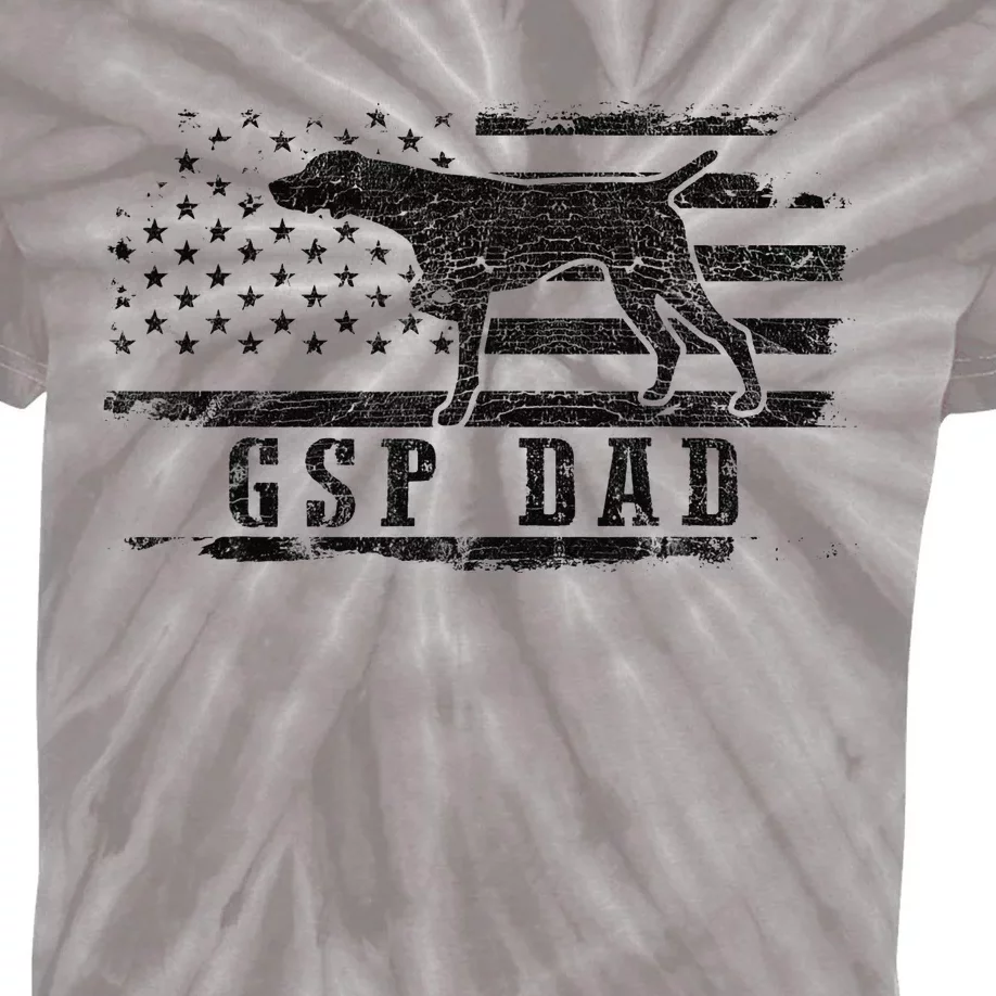 GSP Dad USA American Flag German Shorthaired Pointer Dog Kids Tie-Dye T-Shirt