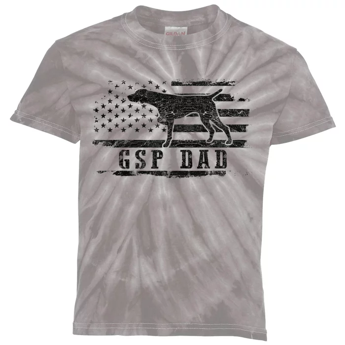 GSP Dad USA American Flag German Shorthaired Pointer Dog Kids Tie-Dye T-Shirt