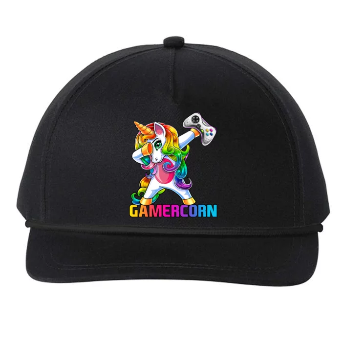 Gamercorn Dabbing Unicorn Video Game Controller Gamer Gift Snapback Five-Panel Rope Hat