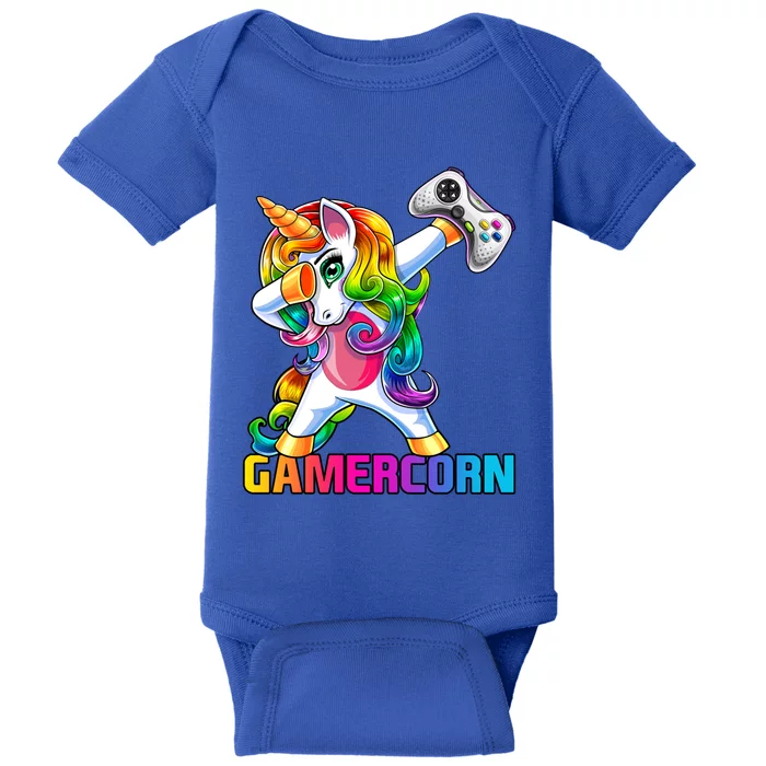 Gamercorn Dabbing Unicorn Video Game Controller Gamer Gift Baby Bodysuit