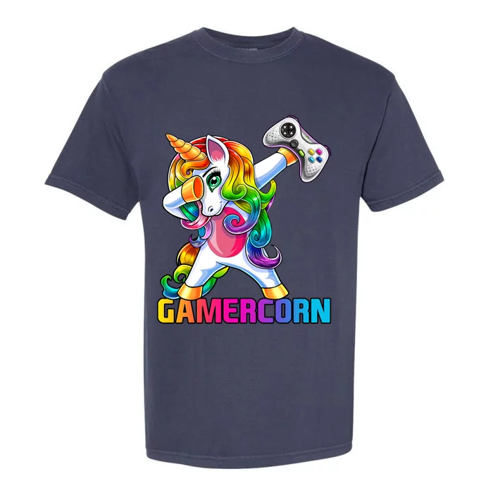 Gamercorn Dabbing Unicorn Video Game Controller Gamer Gift Garment-Dyed Heavyweight T-Shirt