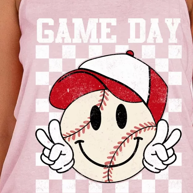 Game Day Vibes Baseball Gift MotherS Baseball Life Gift Women's Knotted Racerback Tank