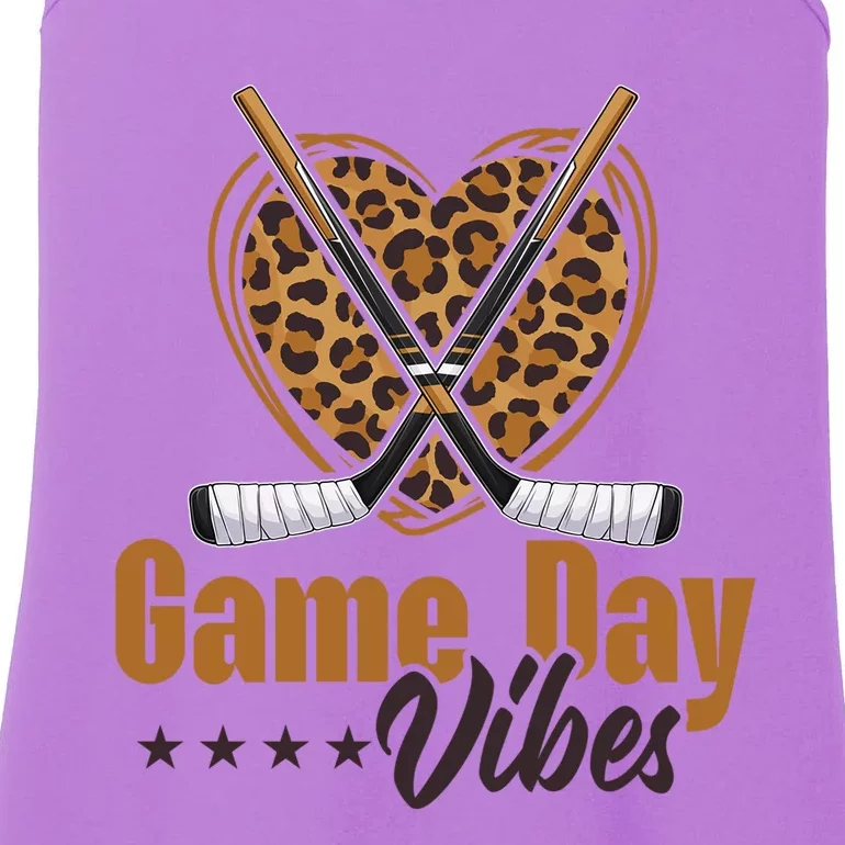 Game Day Vibes Mom Bleached Leopard Heart Hockey Cute Gift Ladies Essential Tank