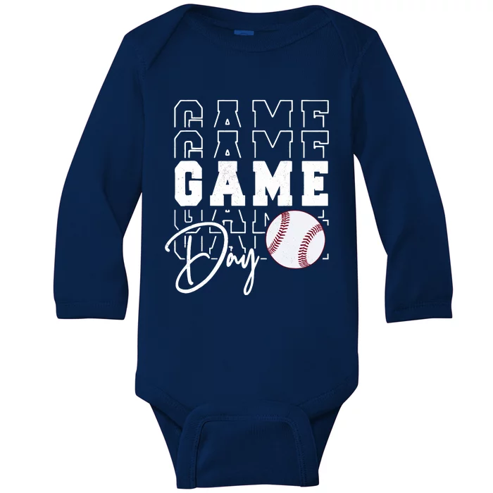 Game Day Vibes Baseball Girl Mom Baseball Life Baby Long Sleeve Bodysuit