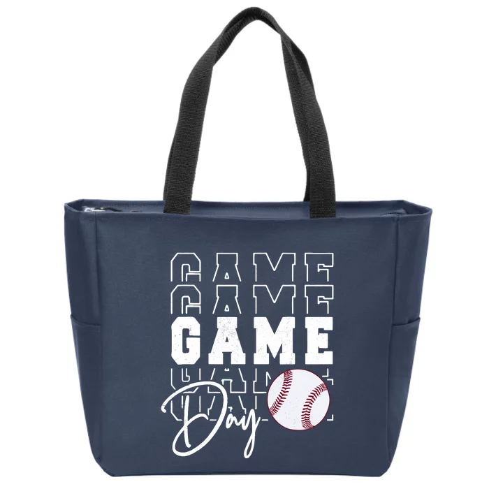 Game Day Vibes Baseball Girl Mom Baseball Life Zip Tote Bag