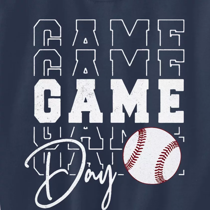 Game Day Vibes Baseball Girl Mom Baseball Life Kids Sweatshirt