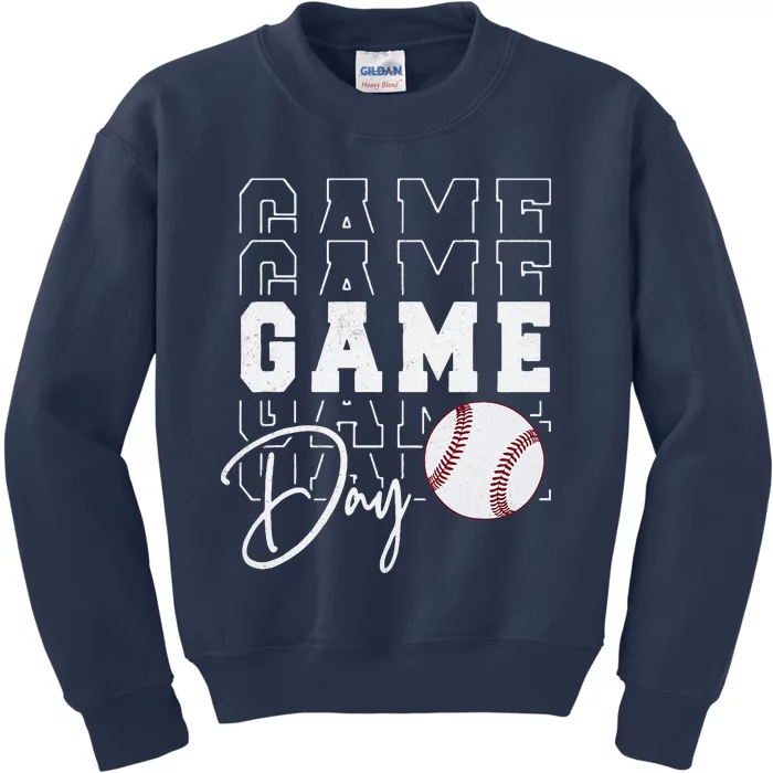 Game Day Vibes Baseball Girl Mom Baseball Life Kids Sweatshirt