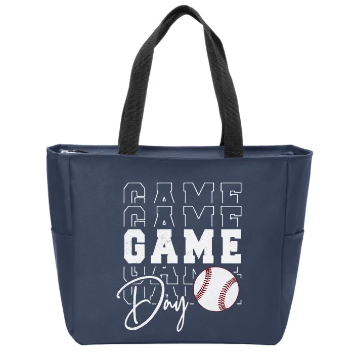 Game Day Vibes Baseball Girl Mom Baseball Life Zip Tote Bag