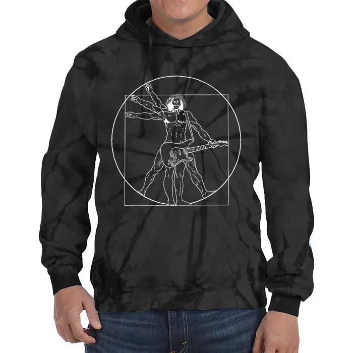 Guitar Da Vinci Vitruvian Man Guitar Player Musicians Tie Dye Hoodie