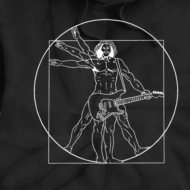 Guitar Da Vinci Vitruvian Man Guitar Player Musicians Tie Dye Hoodie