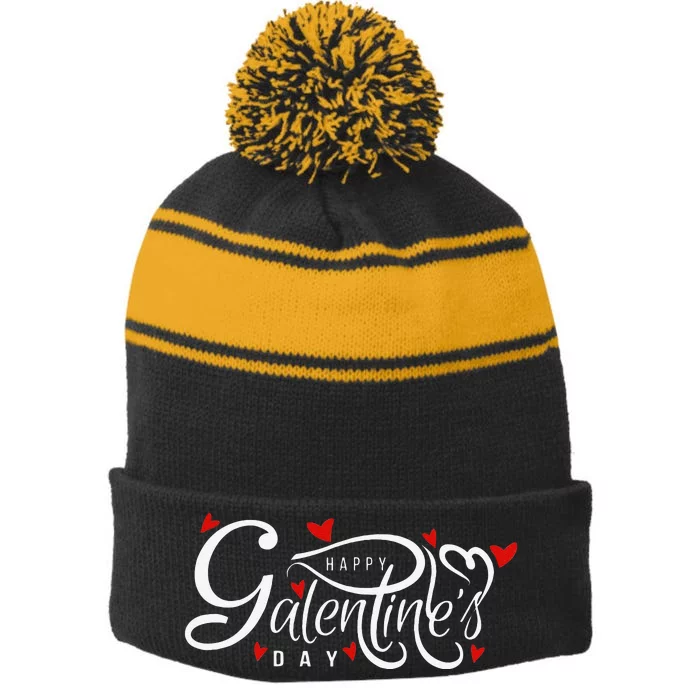 Galentine's Day Valentine's Day Female Friendship Galentines Stripe Pom Pom Beanie