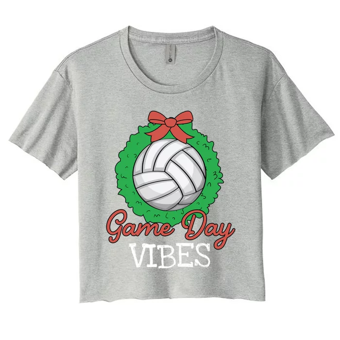 Game Day Vibes Christmas Cool Xgiftmas Pajama Volleyball Player Funny Gift Women's Crop Top Tee