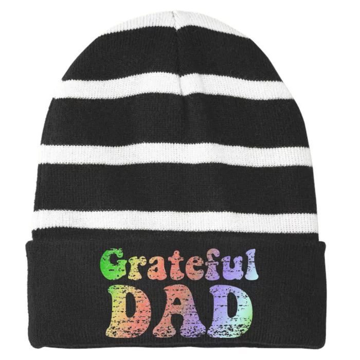 Grateful Dad Vintage Father's Day Gift Striped Beanie with Solid Band